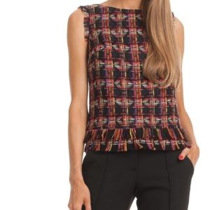 Trina Turk Oriel Woven Multicolor Boho Fringe Top
